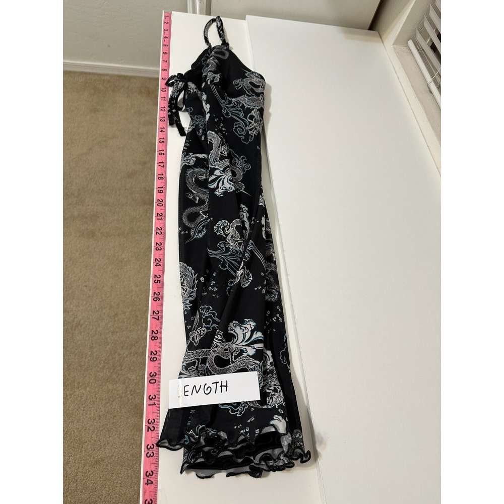 Justify Womans Babydoll Dragon Y2K Spaghett Top Size L Goth Punk lettuce hem - Picture 9 of 12